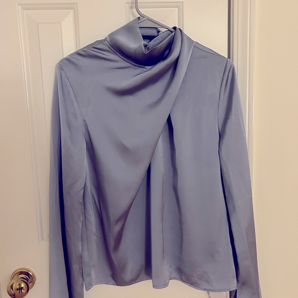 Blouse blue/grey with bell sleeves
